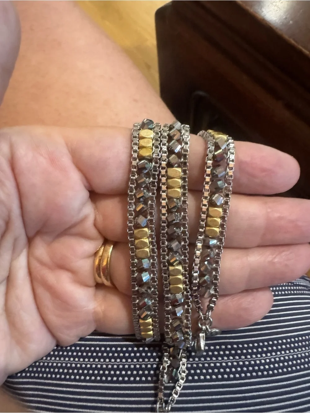 Stella & Dot Gold and Silver Faceted Wrap Bracelet